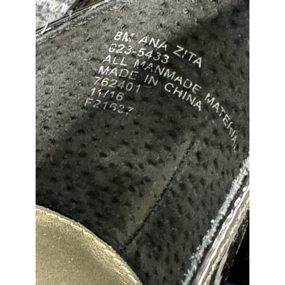 Ana a New Approach Shoes Women's 8M Black Patent Leather Open Toe Heels - Picture 10 of 16